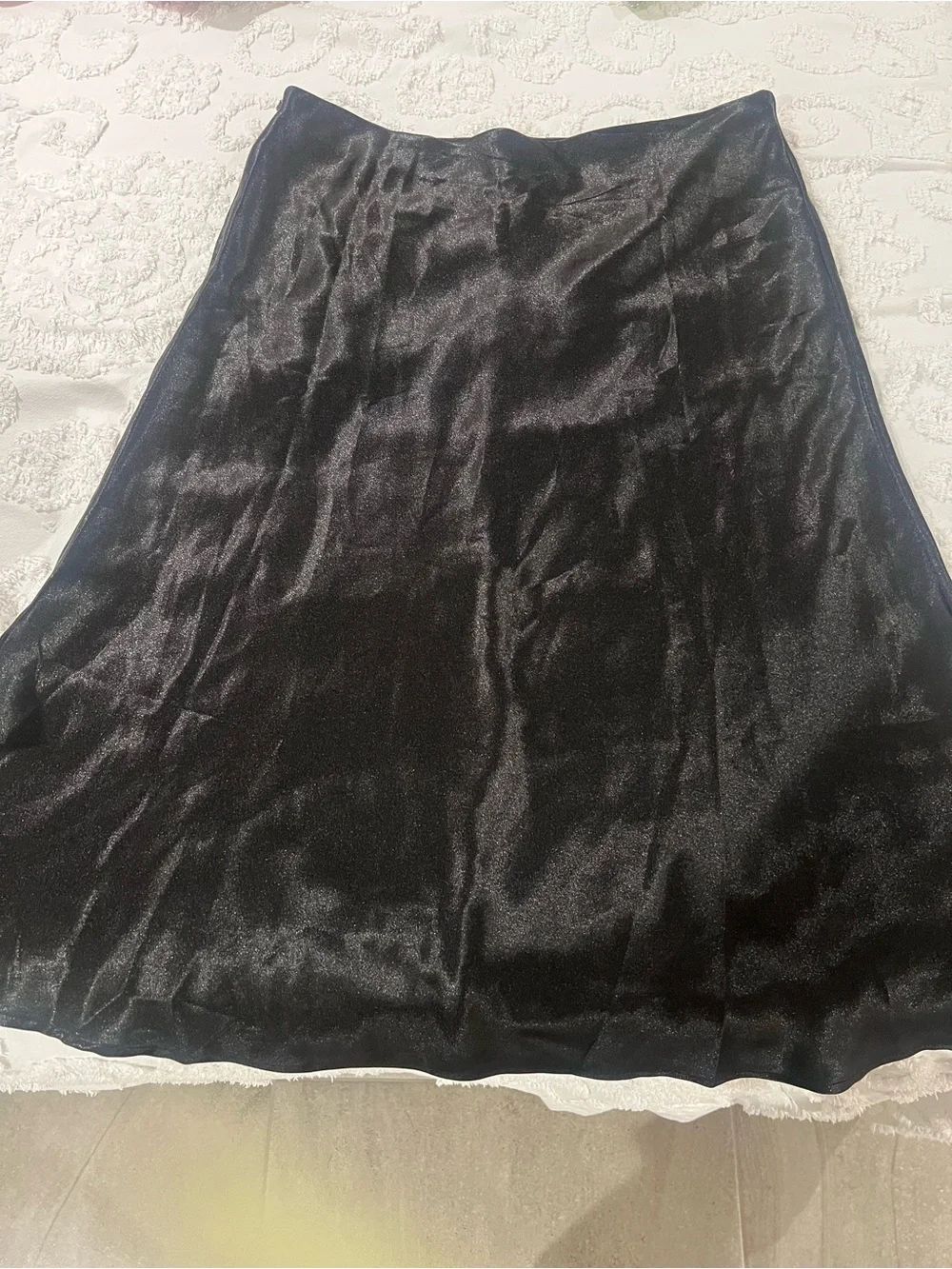 SHEIN Black Satin A-Line Midi Skirt
